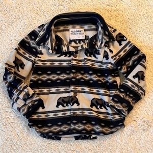 Old Navy Fleece Bear Print Button Down Shirt Sz 5t